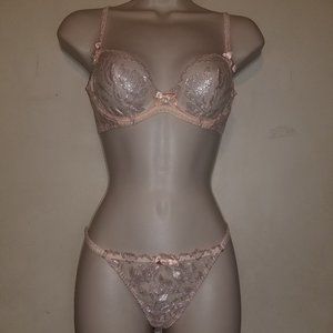 Agent Provocateur Sparkle nude silver bra/brief M